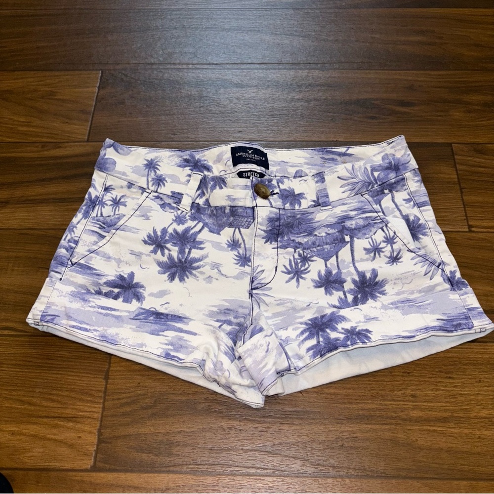 American Eagle Purple and White Jean Shorts